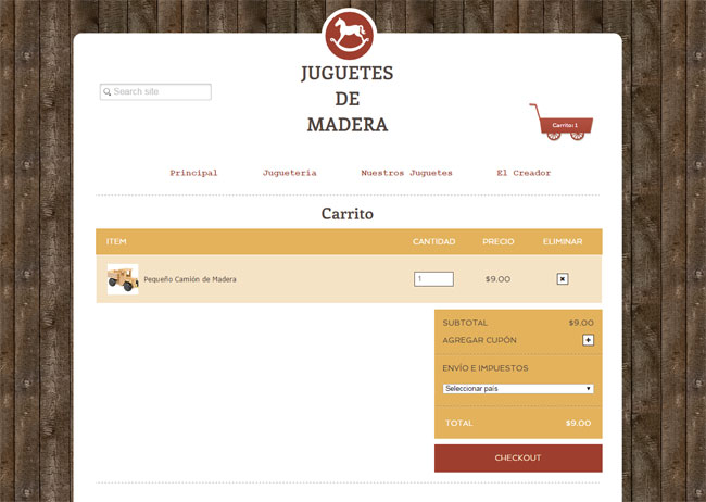 Crea un Check-Out Amigable Captura de Pantalla: Carrito de Compras